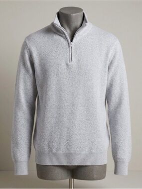 Light Gray Quarter-Zip Men's Sweater